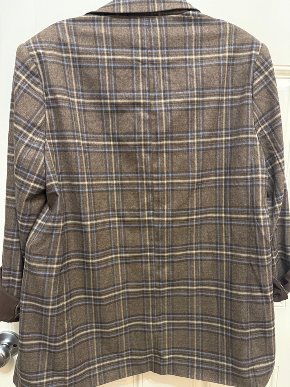 Lovers + Friends Plaid Brown/blue Oversized Blazer Jacket - Women's size small - Picture 7 of 16